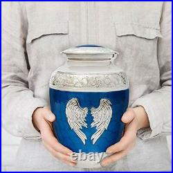 Angel Wings Urn. Blue Cremation urns for Human Ashes Adult Male and Female. D
