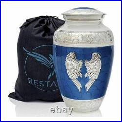 Angel Wings Urn. Blue Cremation urns for Human Ashes Adult Male and Woman large