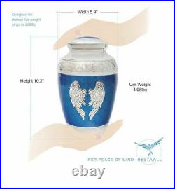 Angel Wings Urn. Blue Cremation urns for Human Ashes Adult Male and Woman large