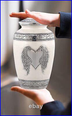 Angel Wings Urn Loving Cremation for Large, Pearl White
