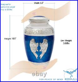 Angel Wings Urns for Adult Male. Blue Cremation Urns for Human Ashes Adult Femal