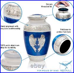 Angel Wings Urns for Ashes Adult Male. Blue Cremation urns for Human Ashes Adult