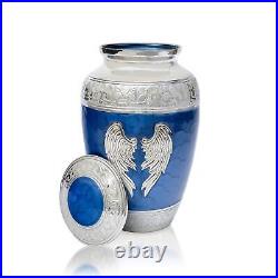 Angel Wings Urns for Ashes Adult Male. Blue Cremation urns for Human Ashes Adult