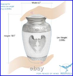 Angel Wings Urns for Ashes Adult Male. White Cremation urns Large