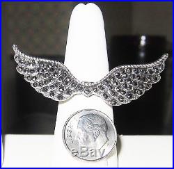 Angel Wings covered in Marcasite Quite Large Ring ONE-OF-A-KIND Sterling sz8