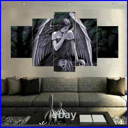 Angel Woman Wing Skull 5 Piece canvas Wall Art Print Poster Home Decor