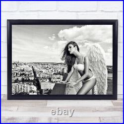 Angel Woman Wings Roof Top Cityscape Wall Art Print