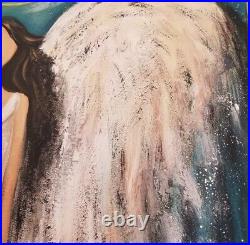 Angel original art Jade Abstract wings dress painting Large 24x36 Laura Fiorillo