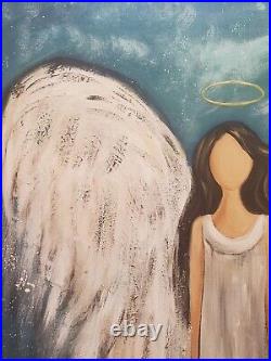 Angel original art Jade Abstract wings dress painting spiritual Large 24x36