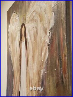 Angel original art abstract wings dress painting spiritual Large 24x36