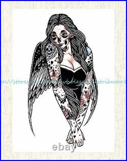 Angel wing sexy girl 8.25extra large temporary arm tattoos fake