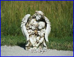 Angel with Children Religious Gift wings Statue Garden Outdoor Figurine