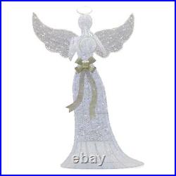 Angel with Neon Wings Crystal LED Outdoor Christmas Decor 60 Height Metal Frame