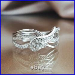 Angels Wing Pave Set Women's Ring 2 Ct Lab Created Diamond 14K White Gold Over