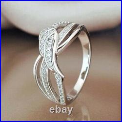 Angels Wing Pave Set Women's Ring 2 Ct Lab Created Diamond 14K White Gold Over