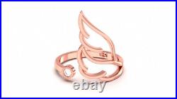 Angle Wing Open Solitaire Promise Ring 14K Rose Gold Oval 2 Ct Simulated Diamond