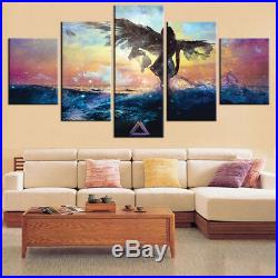 Anime Abstract Angel Wings Poster 5 Panel Canvas Print Wall Art Painting Decor