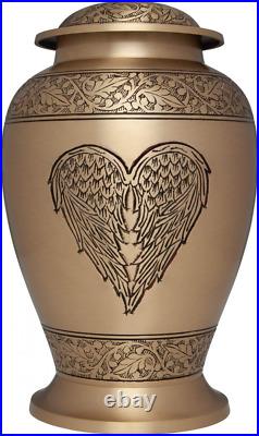 Ansons Urns Angel Heart Cremation Urn Gold Winged Funeral for