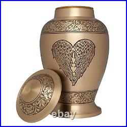 Ansons Urns Angel Heart Cremation Urn Gold Winged Heart Funeral Urn for Hum