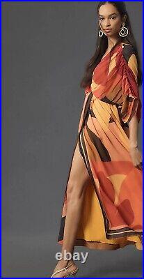 Anthropologie Farm Rio Short-Sleeve Wrap-Front Maxi Dress Size L NWT