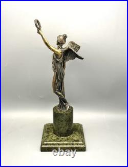 Antique Ancient Bronze Greek Goddess Winged Victory Angel Statue Sculpture USSR