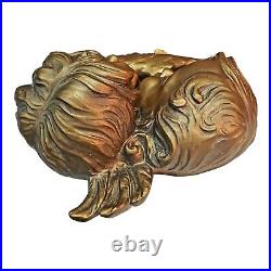 Antique Chalkware Winged Putti Gorgeous Gold Gilt Plaster Large Wall Hanging