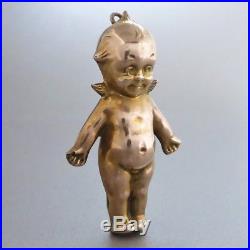 Antique Large 9ct Gold Kewpie Doll with Angel Wings Pendant