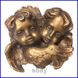 Antique Plaster Chippy Gold Baroque Cherub Angels Heads & Wings 3D Wall Art