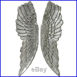 Antique Silver Large Angel Wings Wall Decor