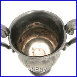 Antique Silver Plated Trophy Cup, Large Worn Trophy Cup, Angel Wings Award Troph