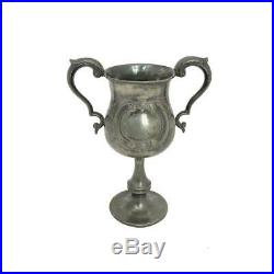 Antique Silver Plated Trophy Cup, Large Worn Trophy Cup, Angel Wings Award Troph