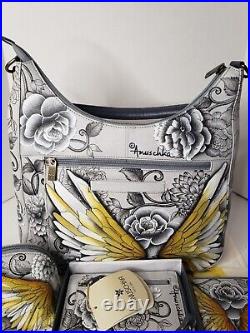 Anushka Hand Painted purse designer handbag Angel Wings Handbag Designer Leather