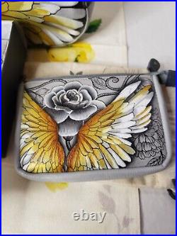 Anushka Hand Painted purse designer handbag Angel Wings Handbag Designer Leather