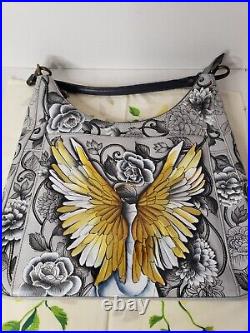 Anushka Hand Painted purse designer handbag Angel Wings Handbag Designer Leather