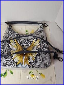 Anushka Hand Painted purse designer handbag Angel Wings Handbag Designer Leather