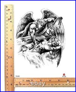 Arm tattoos angel wing warrior fighting devil large 8.25 temporary