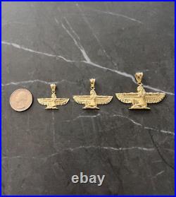 Authentic 10K Yellow Gold Egyptian ISIS Goddess Winged Charm/Pendant Diamond Cut