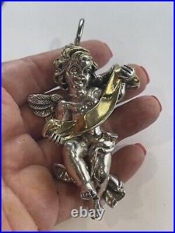 BEAUTIFUL Large VINTAGE 925 STERLING SILVER 3 D WINGED ANGEL PENDANT 3.5
