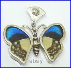 BUTTERFLY WINGS Sterling Silver BUTTERFLY Papillon Pendant REVERSIBLE -LARGE