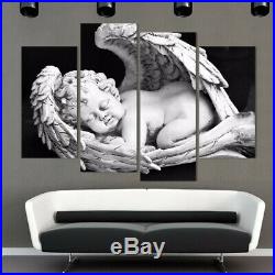 Baby Angel with Wings Statue 4 Pcs Canvas Print Picture Wall Poster Home Dec