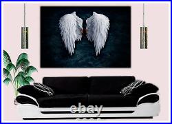 Banksy Angel Wings Balck white Picture Print Framed Quality Canvas Wall Art