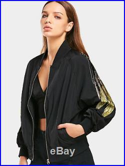 Basic Jackets Gold Wings Angel Embroidery Black Bomber Runway Streetwear Coat