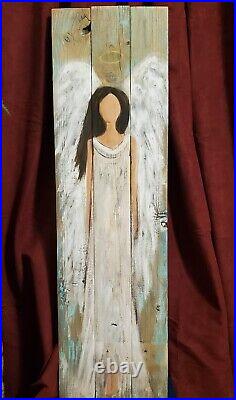 Beautiful Angel Large 3ft Wood Planks Wings farmhouse rustic soul art painting