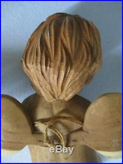 Beautiful Large 17 Carved Wood Cherub Angel with Wings
