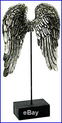 Beautiful Silver Angel Resin Wings On Stand 53cm Ornament Home Decor Sculpture