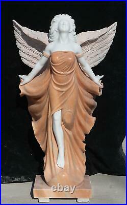 Beautiful Winged Angel Carved Marble Interior Or Exterior Statue Ma10 48