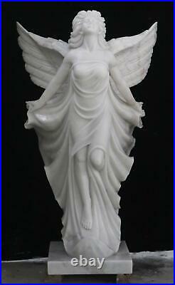 Beautiful Winged Angel Carved Marble Interior Or Exterior Statue Ma10 48w