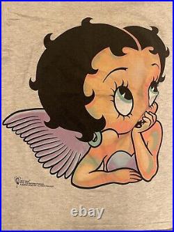 Betty Boop Shirt Mens Large White Angel Purple Wings Double Sided NOS 1994