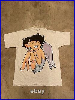 Betty Boop Shirt Mens Large White Angel Purple Wings Double Sided NOS 1994