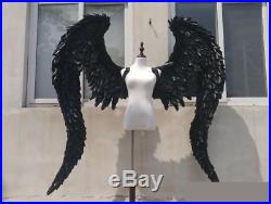 Black Angel Wings Devil Wings Large Feathers Model Shows Cosplay Photography